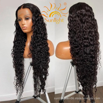 Sunlight pre pluck lace wig water wave indian hair wigs natural 13x4 lace front wig human hair